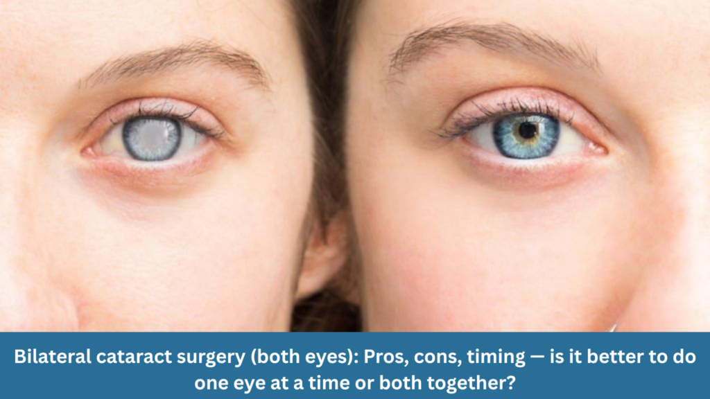 Bilateral cataract surgery (both eyes): Pros, cons, timing — is it better to do one eye at a time or both together?